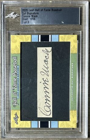 2020 Leaf Hall of Fame Baseball Cut Signature Connie Mack (Died: 1956) 3/3