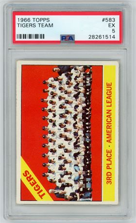1966 Topps #583 Tigers Team Hi# PSA 5 EX Short Print