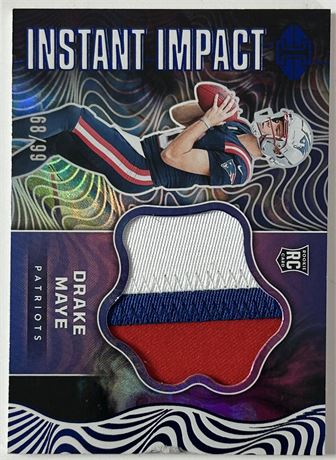 2024 Panini Illusions Drake Maye RC Instant Impact 68/99 3 Color Patch