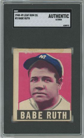 1948 Leaf #3 Babe Ruth SGC Authentic Altered