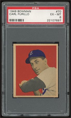 1949 Bowman #70 Carl Furillo PSA 6 EXMT