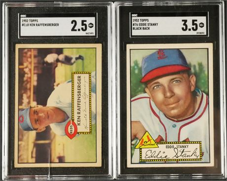 1952 Topps Stanky Black Back/Rafensberger SGC Graded Lot (2) (Crack in slab)