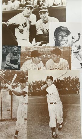 Vintage Baseball Posters Lot (6) w/ DiMaggio, Banks, Berra & T Williams