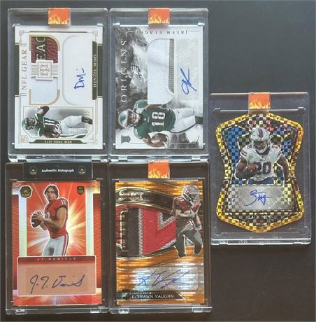 2020-21 Autographed Football Lot (5) w/ Die-Cut, Patches, #d
