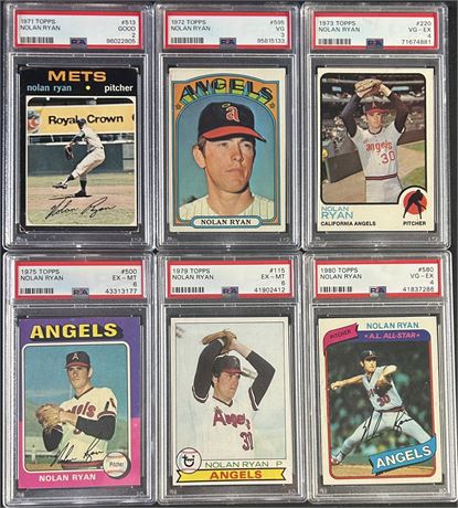 1971-1980 Topps Nolan Ryan PSA Graded Lot (6)