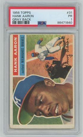 1956 Topps #31 Hank Aaron Gray Back PSA 1 POOR