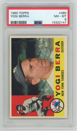 1960 Topps #480 Yogi Berra PSA 8 NMMT Sharp Only 24 Higher