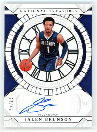 2022 Panini National Treasures Collegiate Jalen Brunson RC 27/49 On Card Auto