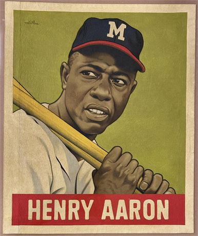 2021 Hank Aaron 1948 Leaf "Card That Never Was" Original Art by Arthur Miller