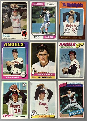 1973-80 Topps Nolan Ryan Lot (9) READ