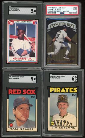1986-1999 Baseball Graded Lot (4) w/ Griffey, Thomas, and Seaver/Leyland Tiffany