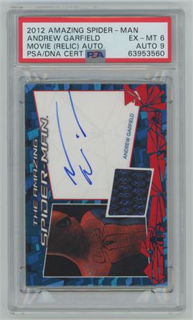 2012 Amazing Spider-Man Andrew Garfield Movie Costume Relic Auto PSA 6 Auto 9