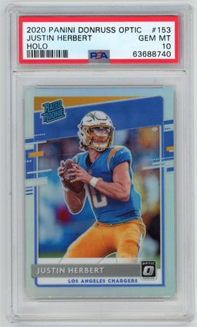 2020 Panini Donruss Optic #153 Justin Herbert Rated Rookie Holo PSA 10 GEM MINT