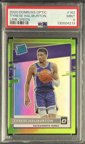 2020 Donruss Optic #162 Tyrese Haliburton RC Lime Green 145/149 PSA 9 MINT