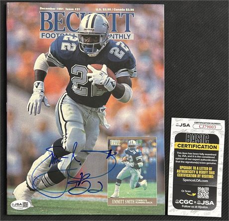 Emmitt Smith Signed December 1991 Beckett JSA