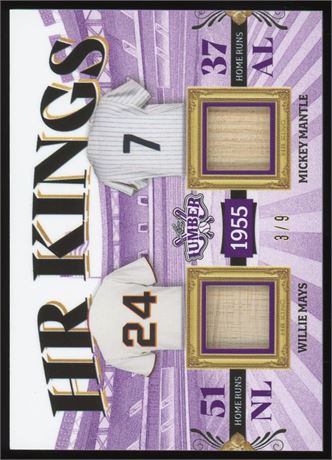 2022 Leaf Lumber HR Kings Willie Mays/Mickey Mantle Game-Used Bat Dual Relic 3/9