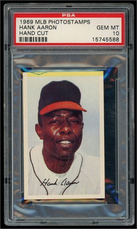 1969 MLB Photostamps Hank Aaron Hand Cut PSA  10