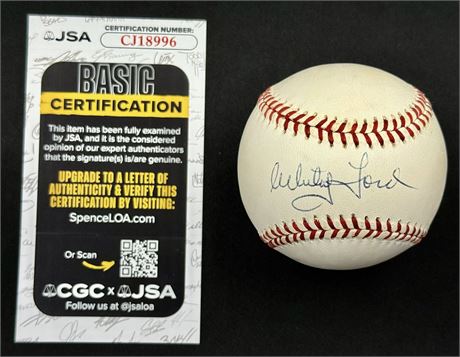 Whitey Ford Signed Official Major League Baseball JSA Some Toning