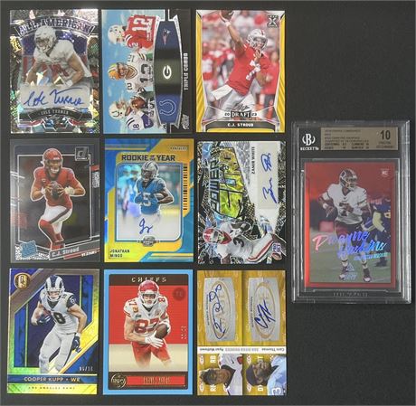 2010-2023 Football Star Lot (10) w/ Autos, Low #d, RCs