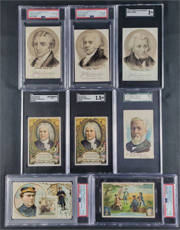 1885-1907 Non-Sports SGC/PSA Graded Lot (8) w/ Franklin, Jackson, and Adams