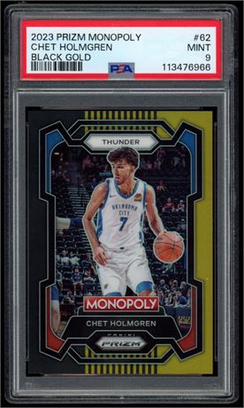 2023 Prizm Monopoly #62 Chet Holmgren Black Gold 2/5 PSA 9