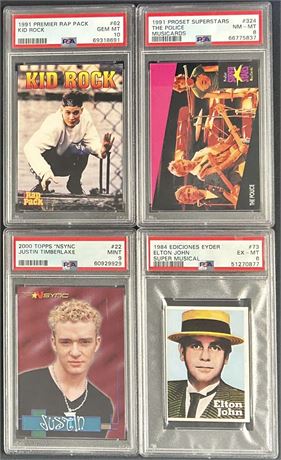 (4) Music Star/Rock Band PSA Graded Lot