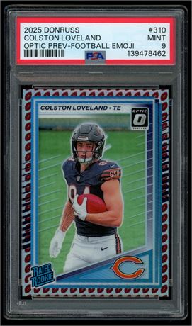 2025 Donruss #310 Colston Loveland RC Optic Preview-Football Emoji PSA 9