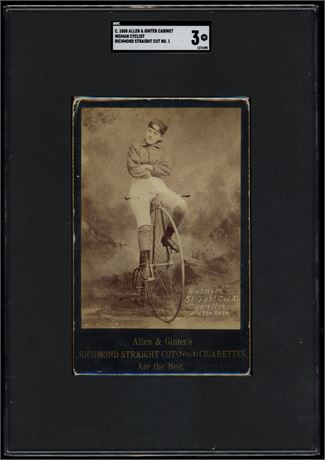 1888 Allen & Ginter Cabinet Women Cyclist Richmond Straight Cut No.1 SGC 3