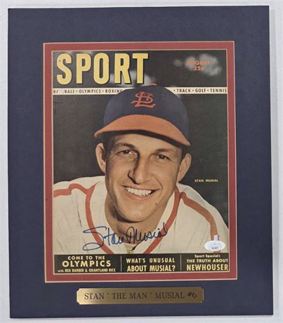Stan Musial Signed August 1948 Sport Magazine Cover Display JSA (READ)