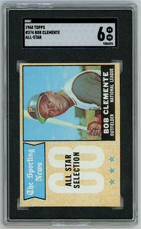 1968 Topps #374 Roberto Clemente All-Star SGC 6 EXMT