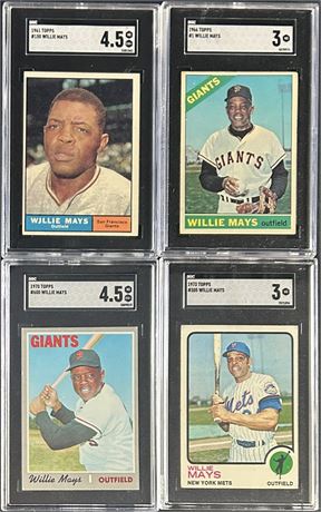 1961-1973 Topps Willie Mays SGC Graded Lot (4)