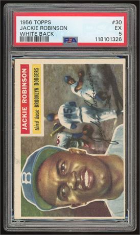 1956 Topps #30 Jackie Robinson White Back PSA 5 EX