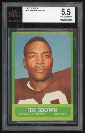 1963 Topps #14 Jim Brown SP BVG 5.5 EX+