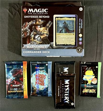 MTG Warhammer 40K Forces of the Imperium Commander Deck + 5 Collector Packs