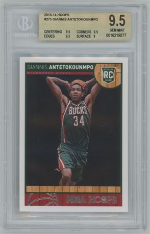 2013-14 Hoops #275 Giannis Antetokounmpo RC BGS 9.5 GEM MINT