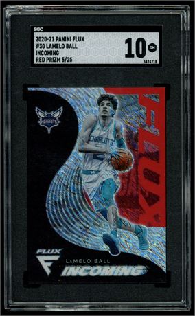 2020 Panini Flux #30 LaMelo Ball RC Incoming Red Prizm 5/25 SGC 10