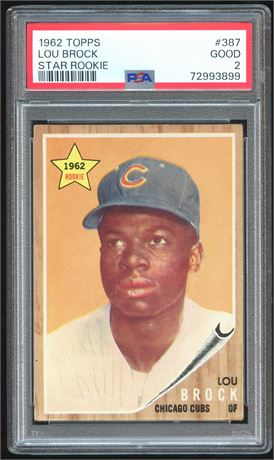 1962 Topps #387 Lou Brock RC PSA 2 GOOD