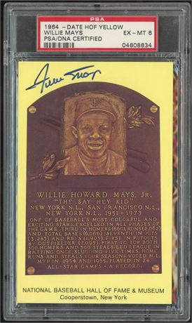 1964 Date HOF Yellow Willie Mays PSA 6 Authentic Auto Dual Cert PSA/JSA