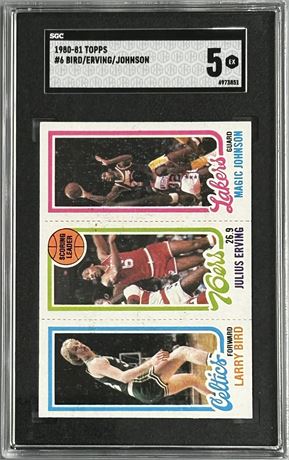 1980 Topps Scoring Leaders Larry Bird/Magic Johnson RC SGC 5 EX