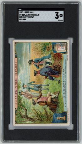 1907 S889 Liebig #2 Benjamin Franklin Die Elektrizitat German SGC 3 VG, Pop 3