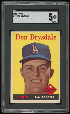 1958 Topps #25 Don Drysdale SGC 5 EX