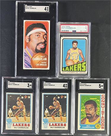 1970-1974 Topps Wilt Chamberlain SGC/PSA Graded Lot (5) (READ)