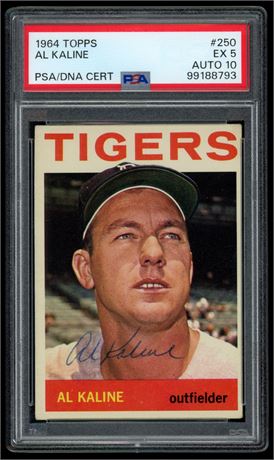 1964 Topps #250 Al Kaline Signed PSA 5 Auto 10