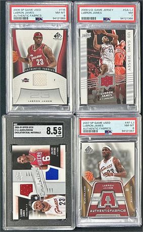 2006-08 LeBron James (4) Graded Game-Used Jersey Relic Lot UD/SP