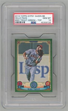 2019 Topps Gypsy Queen Baseball Cello Pack Mike Trout Green On Top PSA 10