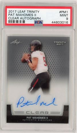 2017 Leaf Trinity Clear Auto Patrick Mahomes RC PSA 9 MINT