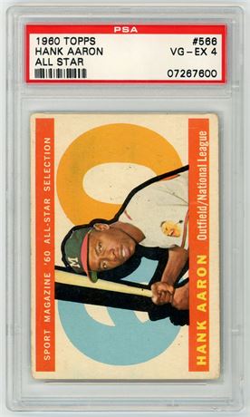 1960 Topps #566 Hank Aaron Hi# All Star PSA 4 VGEX