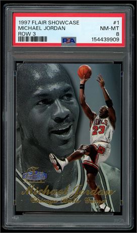 1997 Flair Showcase #1 Michael Jordan Row 3 PSA 8 NMMT