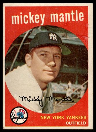 1959 Topps #10 Mickey Mantle VG READ