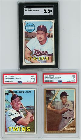 1962-1969 Topps Harmon Killebrew PSA/SGC EX-EXMT Graded Lot